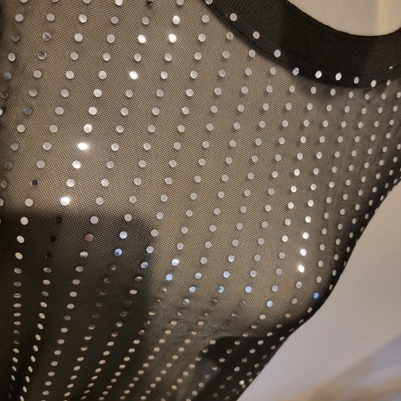 Sequin Short Sleeve Sheer Swim Coveup/Overshirt Size L - Picture 4 of 8